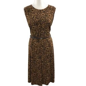 Jessica Howard Brown Spotted Leopard Print Midi Dress